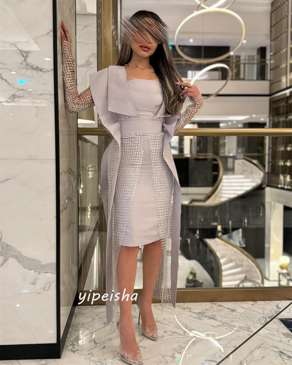 Customizeds Valentine's Day A-line Square Neck Bespoke Occasion Dresses Knee-Length