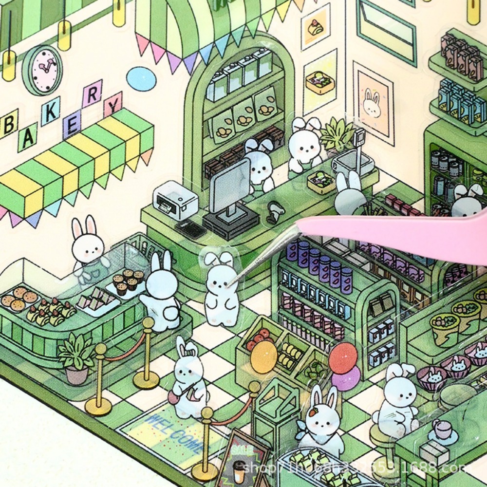 Kawaii 3d paisagismo adesivos dos desenhos animados cena em miniatura empilhamento visual adesivos tridimensionais presente de natal para crianças