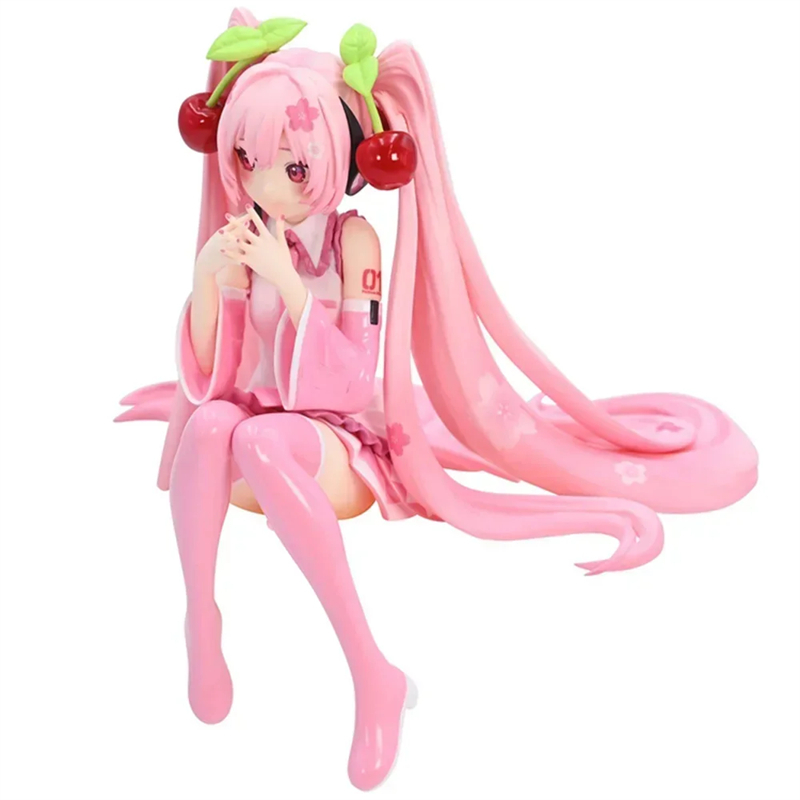 Nieuwe Hatsune Miku Anime Figuur Speelgoed Roze Kers Jurk MIKU Kawaii Cartoon PVC Action Beeldje Model Poppen Verjaardagen Geschenken Kids