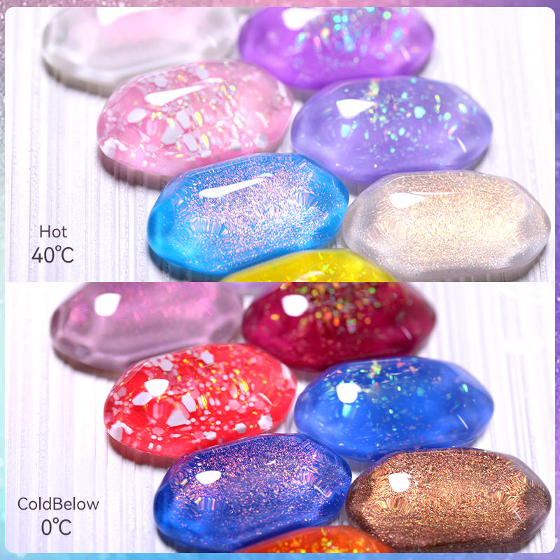 LILYCUTE 変色オーロラサーマルジェルマニキュアヌードパープルグリッタースパークリング長期的なマニキュアネイルアートジェルワニス