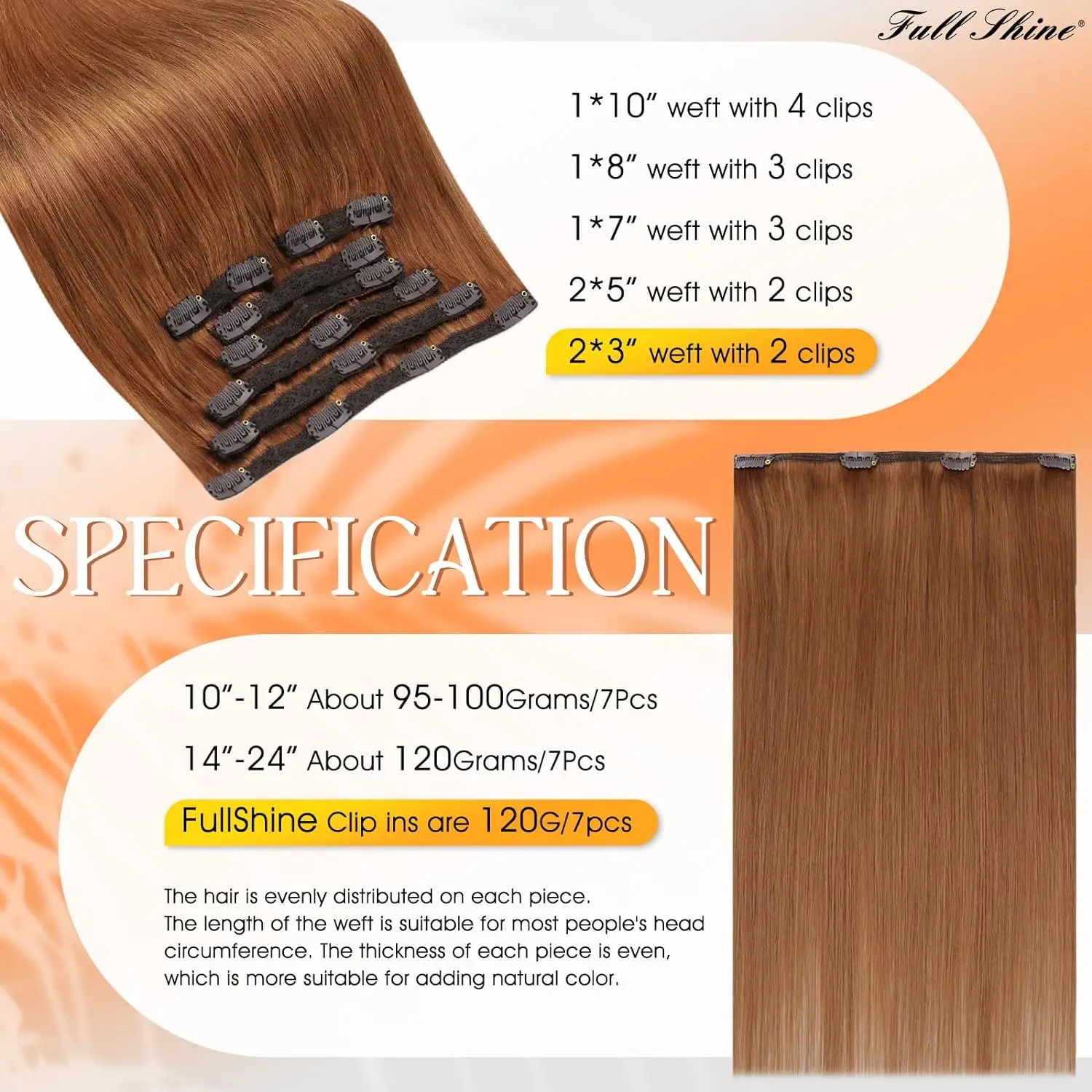 Extensions de cheveux humains pleine brillance pince dans les Extensions de cheveux Remy cheveux 7 pièces 105g Double trame Extensions de cheveux cheveux humains pour femme