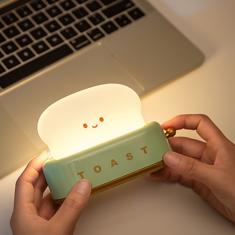 Ins estilo torradas fabricante luz noturna criativo quarto cinto de cabeceira com luz cronometrada fora de carregamento lâmpada de mesa led presente de aniversário