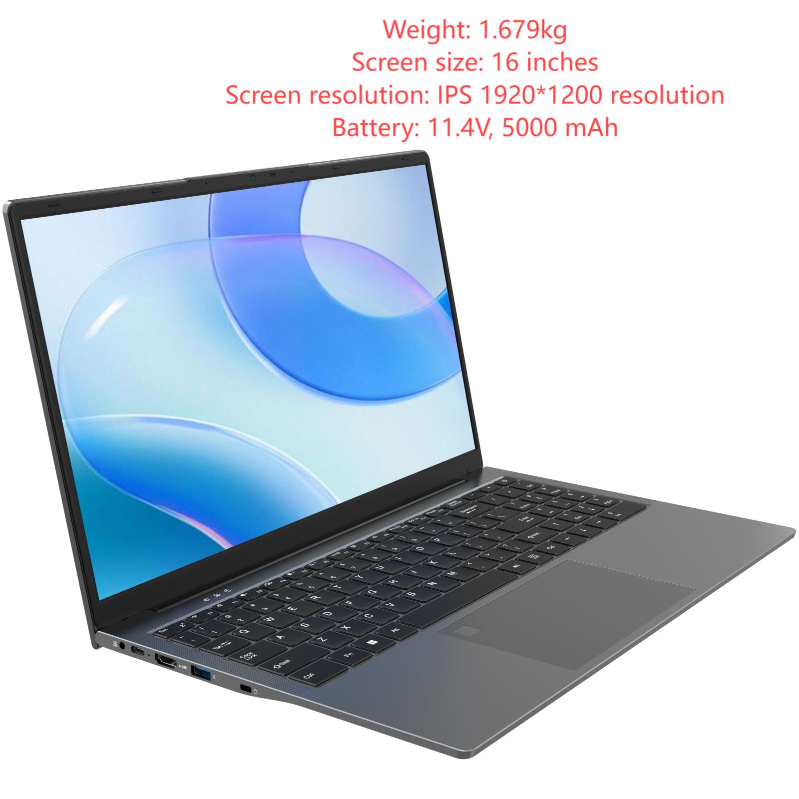 FW T160R, ordinateur portable, 16", résolution 1920 x 1200, 5000 mah, 13620H, 16 Go+512 Go, Bluetooth 4.2, gris