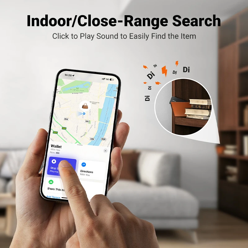 UGREEN Wallet Finder, интеллектуальная карта трекера Bluetooth и локатор предметов для багажных меток, паспортов с приложением Apple Find My (только iOS)