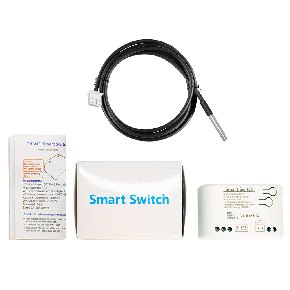Interruptor de temperatura inteligente wi-fi 7-32v 85-250v 220v termostato de monitoramento inteligente compatível com aplicativo ewelink alexa google home