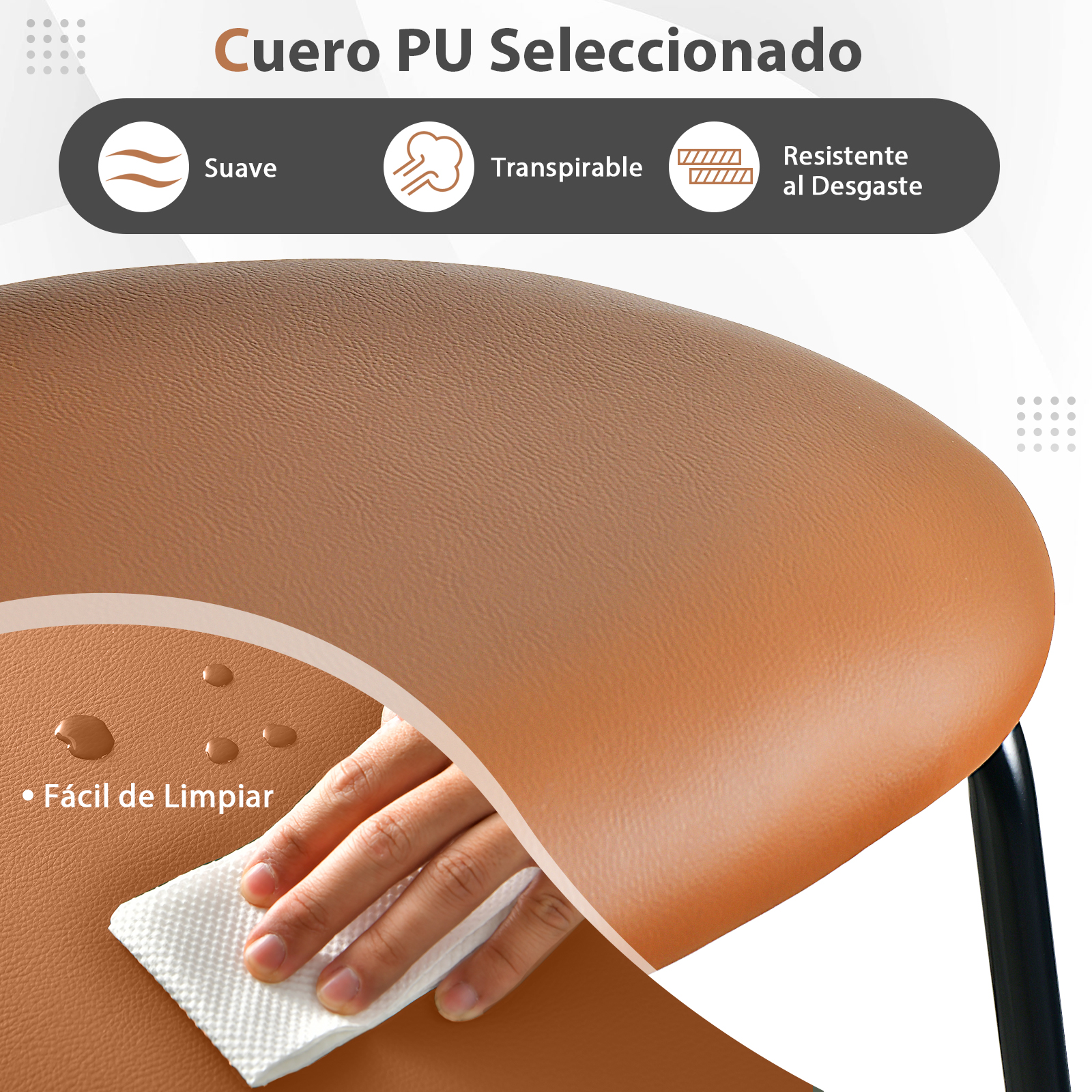 Juego de 2 Taburetes De Bar, Sillas de Comedor Modernas de Imitación de Cuero con Respaldo de Ratán, Taburetes de Bar sin Brazos de Altura Ajustable para Bistro Hogar, Restaurante, 75 cm