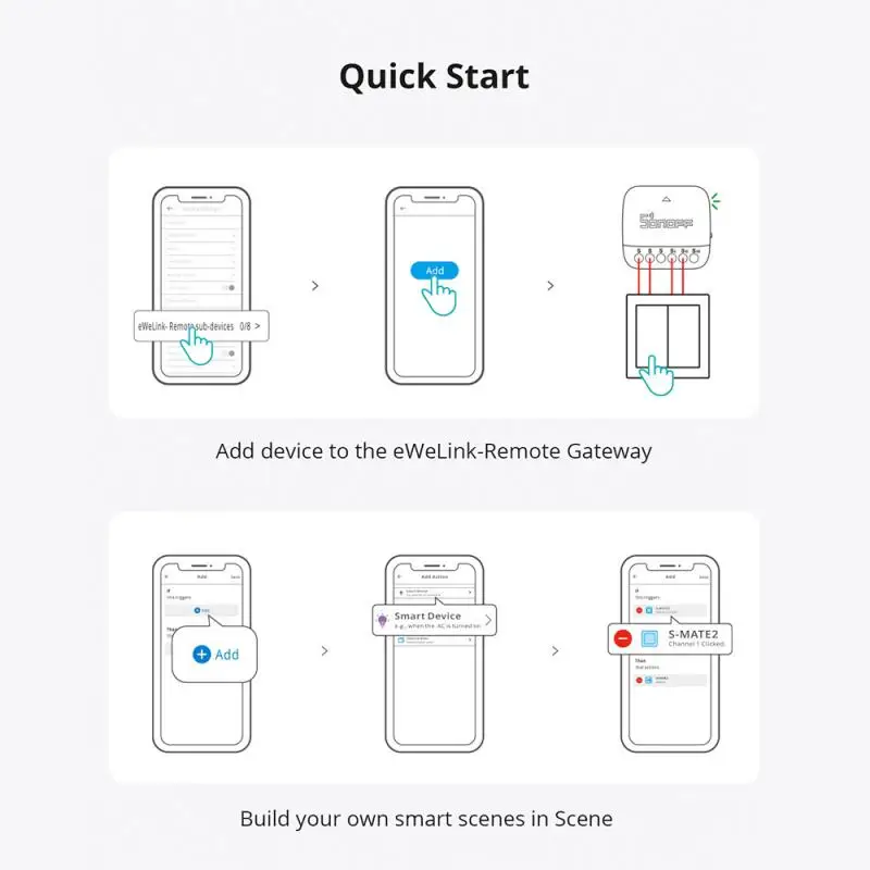 SONOFF S-MATE2 Extreme Switch Mate con batería Control Local trabajo interruptor mecánico compatible con Control remoto EWeLink a través de S-MATE2