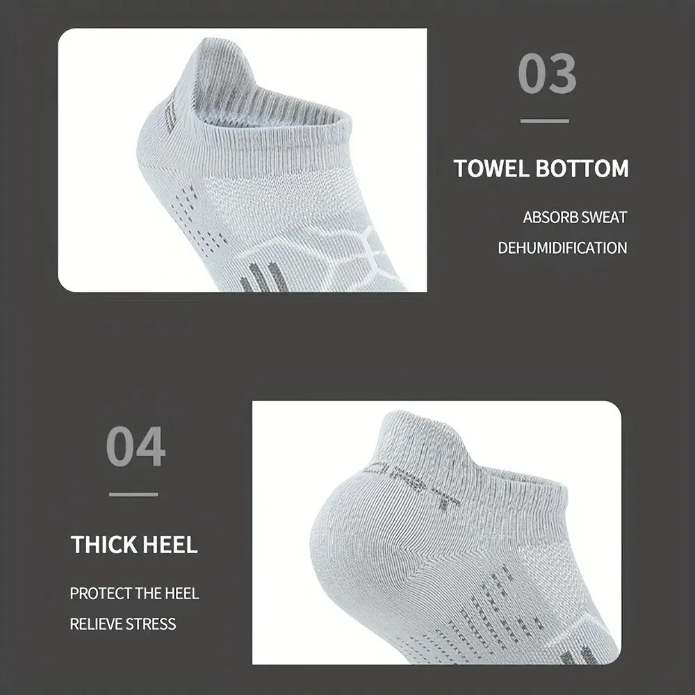 4 pares de calcetines tobilleros de compresión para correr y hacer ejercicio: calcetines transpirables y que absorben la humedad para deportes al aire libre