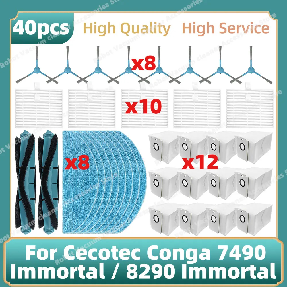 Fit For Conga 7490 Immortal Series / 8290 Immortal Series Parts Main Side Brush Hepa Filter Mop Cloth Dust Bag Accessoroies