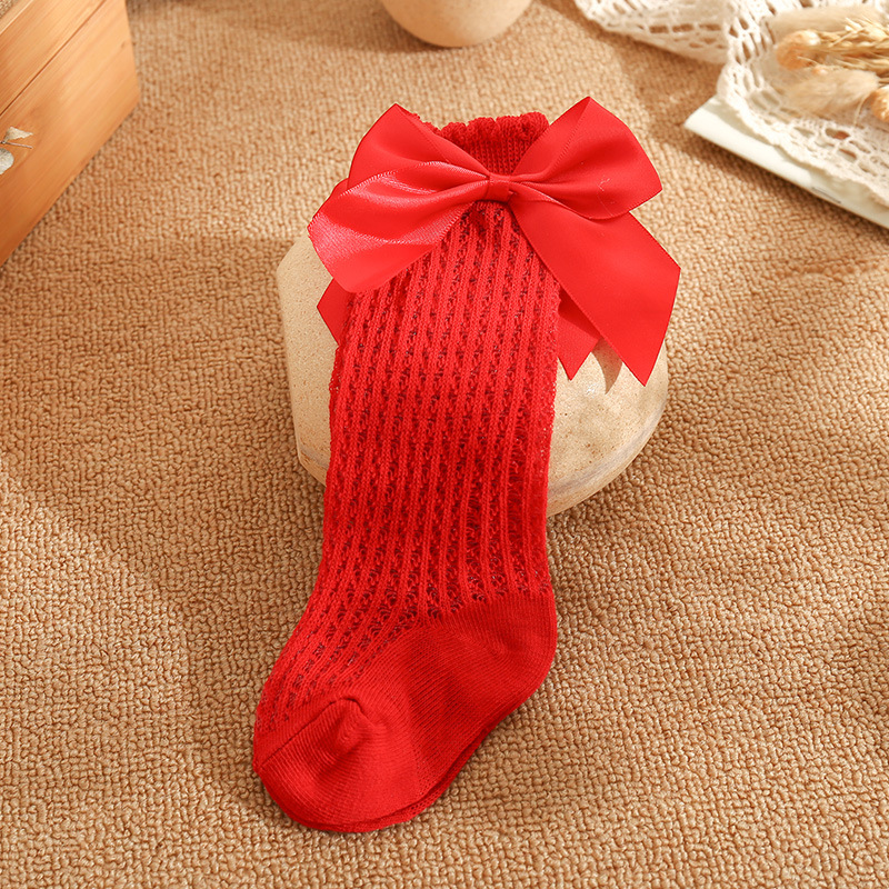 Calzini estivi per bambini Calzini alti al ginocchio con fiocco grande carino Mather Bambini Bambini Ragazzo Ragazze Calzini in cotone da pavimento per neonati Accessori per bambini