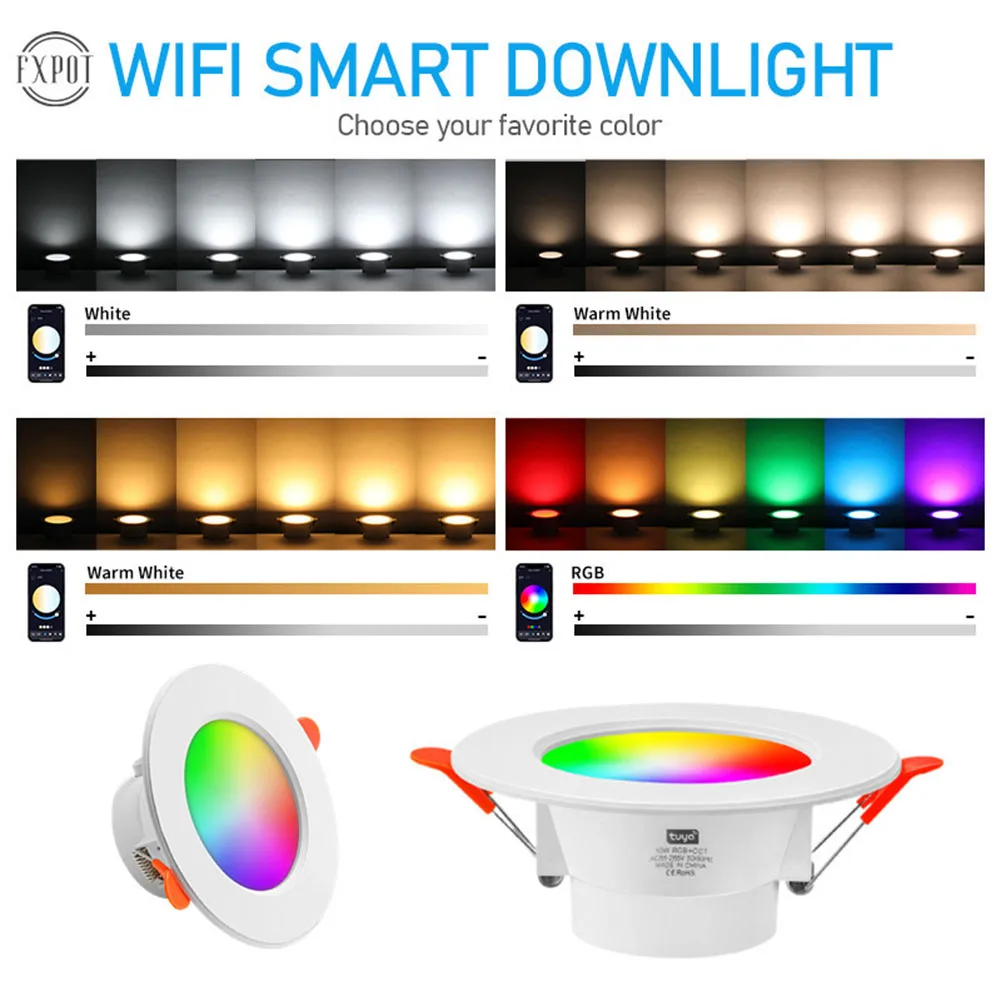 1-10 Uds. Luz descendente LED inteligente de 10W lámpara de techo Bluetooth lámpara RGB aplicación remota Control luz que cambia de Color para Google Alexa Home