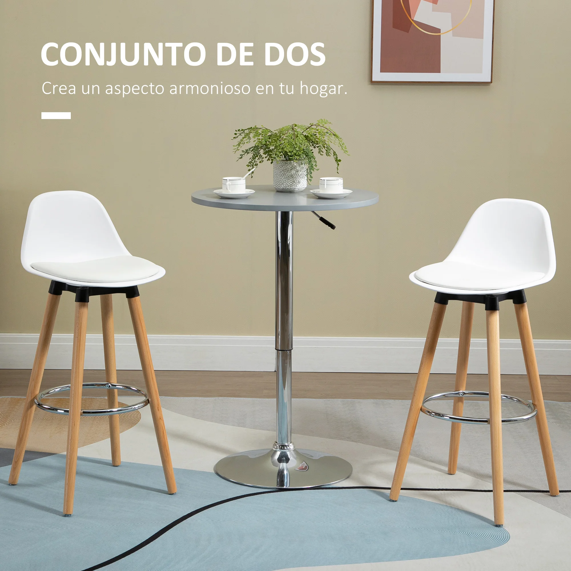 HOMCOM set di 2 sgabelli da bar imbottiti in PU con seduta 70 cm 40x42x91 cm