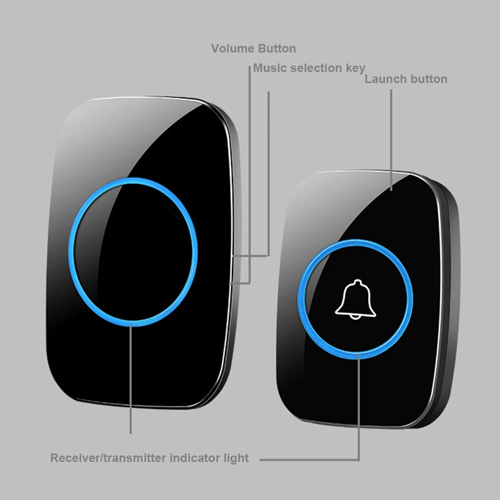 Mini A10 DC แบตเตอรี่ไร้สายกันน้ํา Doorbell 300M Remote 60 Chimes ไร้สายบ้านไร้สาย Call Bell