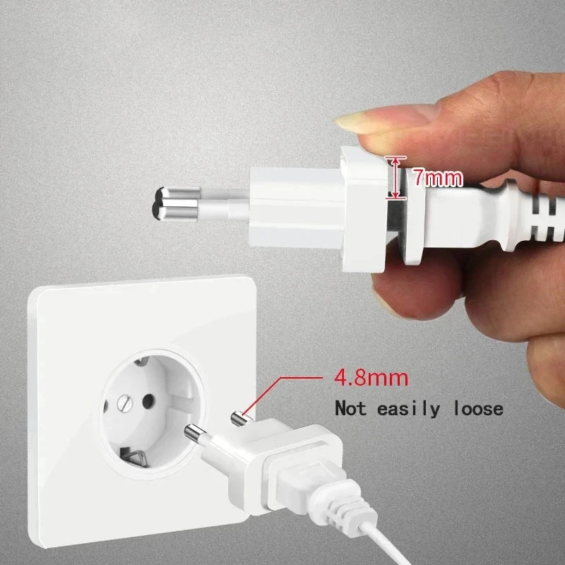 1 Stück 4,8 mm Netzstecker-Adapter US zu EU Euro Europa Stecker Netzstecker Konverter Reiseadapter Stromkonverter Steckdose