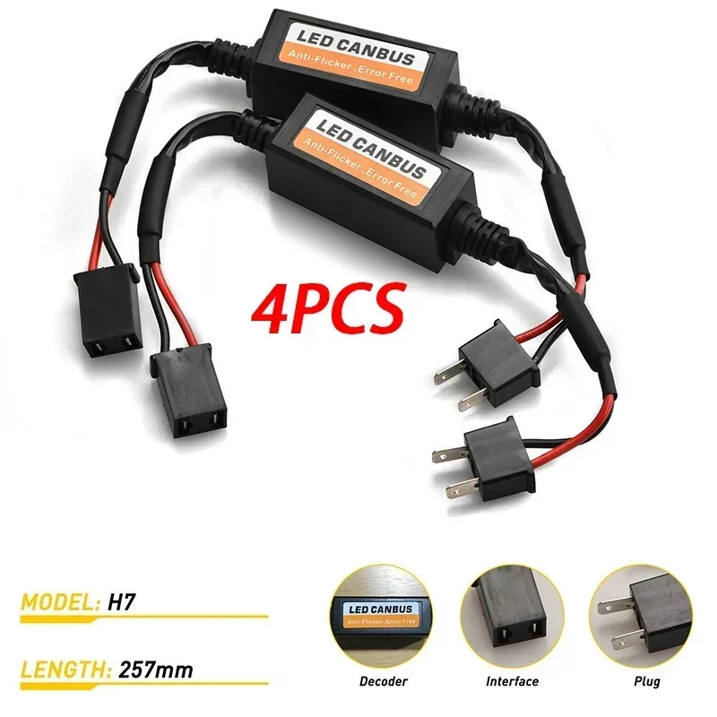 1 ~ 4PCS LED Canbus ไฟหน้ารถข้อผิดพลาดฟรีตัวต้านทานสําหรับ SUV หมอกไฟ H4 H7 H1 H11 9006 9007 อะแดปเตอร์ anti-Flicker การรบกวน