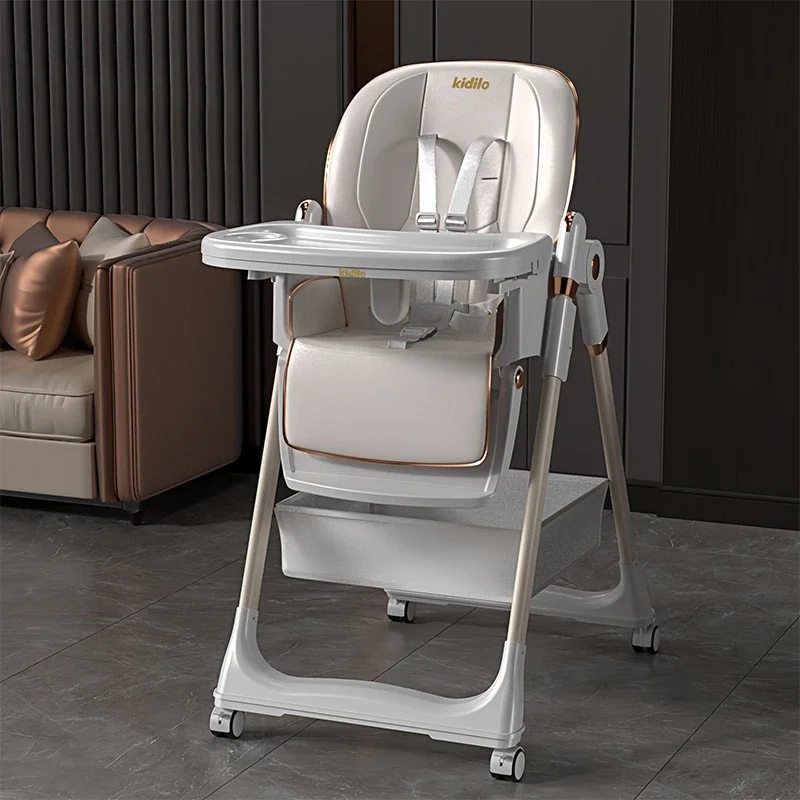 Cadeira de jantar para bebês, mesa de jantar infantil, assento e dormir ajustáveis, dobrável com um clique, cadeira de mesa multifuncional