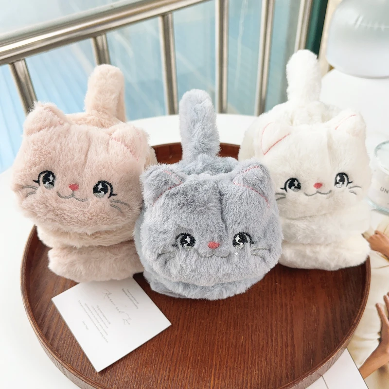 1PC 귀여운 동물 플러시 귀 따뜻하게 Earwrap 부드러운 접는 귀고리 귀 덮개 겨울 따뜻한 귀마개 어린이 야외 감기 보호