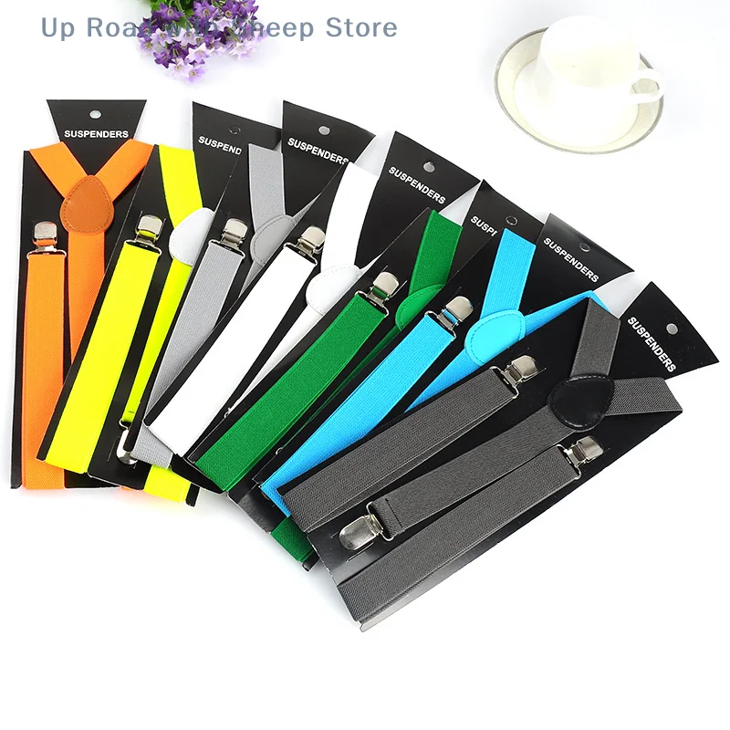 Men's Adjustable 1 Inch Wide Y Shape Elastic Hanging Pants Suspenders Daily Dressing Accessories Strong Metal Clips Unisex
