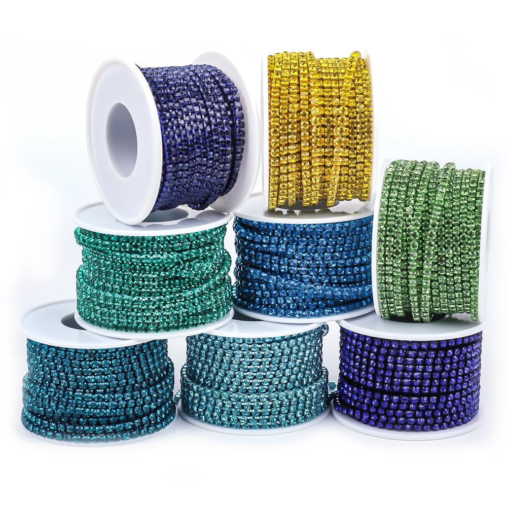 Crystal10 Yard Rhinestones Trim Stone Cup Chain Gold Diamond Strass Decorative Applique Crystal Trimmings For Dresses