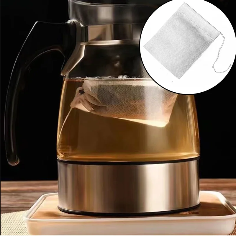 100 ชิ้นถุงชาแบบใช้แล้วทิ้งถุงกรองสําหรับชา Infuser กับ String Heal Seal เกรดอาหารไม่ทอผ้าเครื่องเทศตัวกรอง Teabags