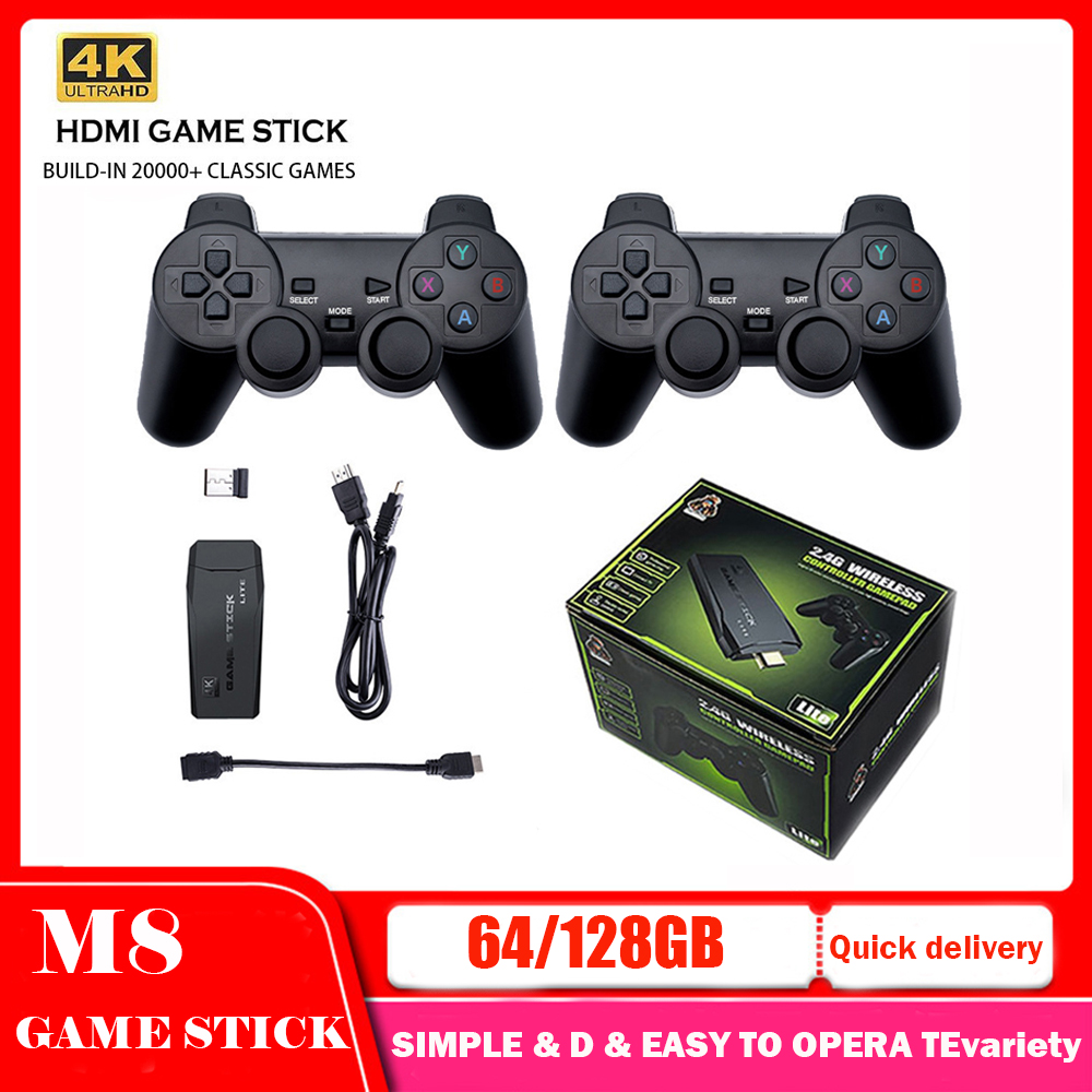 M8 4K HD Retro Game Console 20.000 games Ingebouwde draadloze controller TV Game Stick Handheld