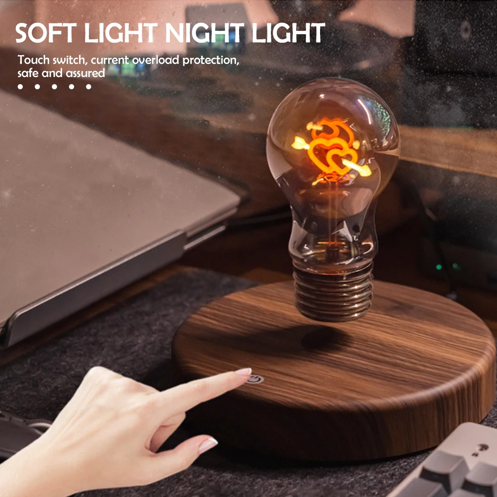 Novelty Levitating Moon Night Light 360° Rotation Magnetic Floating Moon Lamp With 3 Colors  For for Home Office Desk Decor