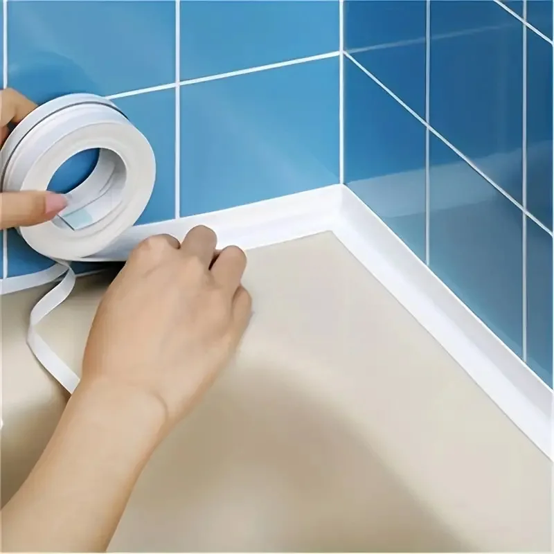 A Roll Of Three Meters Two Pvc Waterproof And Anti-Mildew Seam Adhesive, Suitable For Kitchen, Bathroom, Toilet, Corner Gap