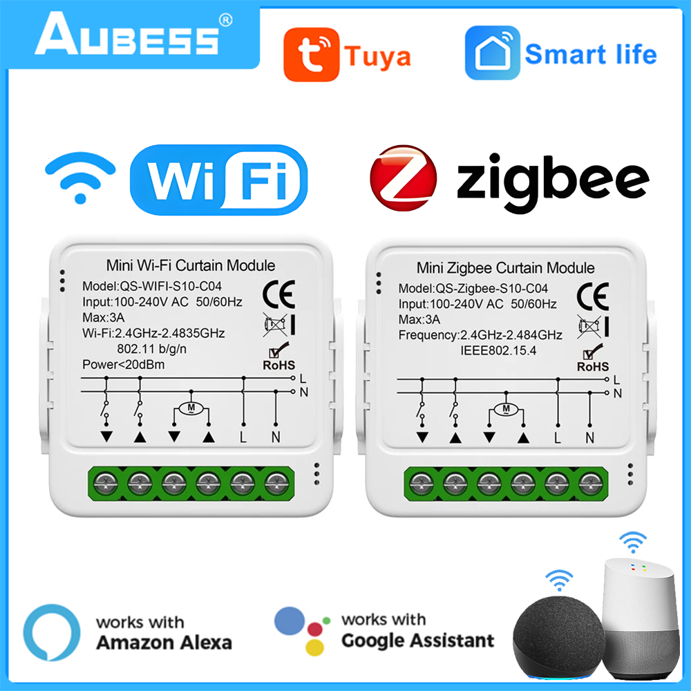 Tuya Smart WiFi/переключатель штор Zigbee для электродвигателя рольставней Smart Life APP Голосовое дистанционное управление от Alexa Google Home