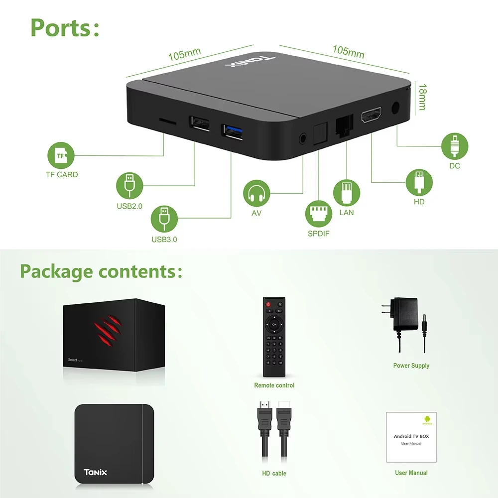 Tanix W2 Android 11 TV-Box Amlogic S905W2 2 GB 16 GB 2,4 G/5 G Dual Wifi BT Media Player Set-Top-Box VS Tanix X4 Box