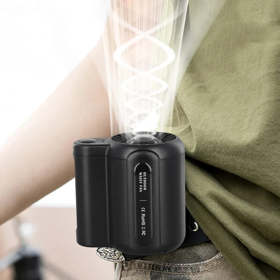 Tragbarer wiederaufladbarer Taillenventilator, Mini-persönlicher Sommer-Kühlventilator für Reisen, Outdoor-Sport, mit 4500 mAh Akku