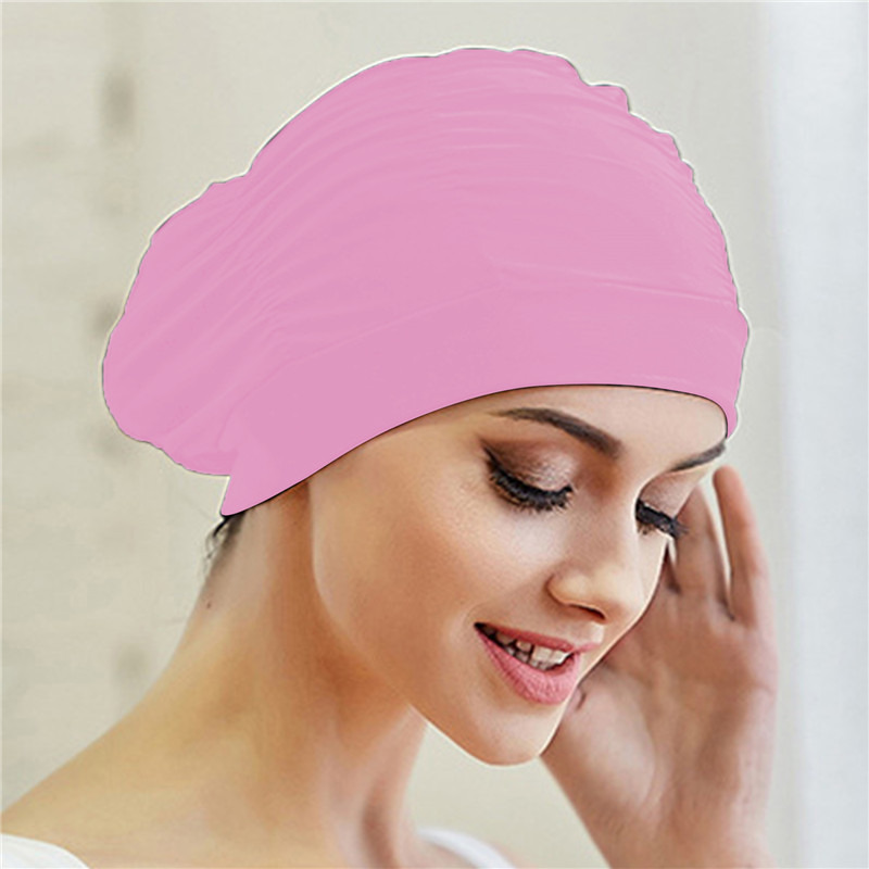 Gorro de natación Unisex para mujer y niña, gorro de baño de pelo largo, gorro de natación elástico, tamaño libre, piscina, deporte, turbante de nailon elástico