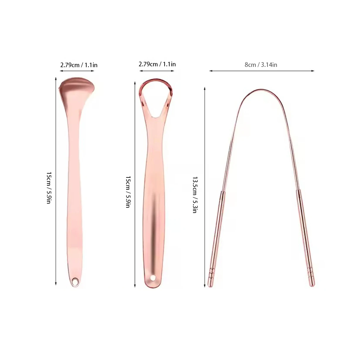 Conjunto de 3 raspadores de língua para adultos, limpador de língua de metal resistente com estojo de armazenamento, purificador de língua de aço inoxidável para hálito fresco