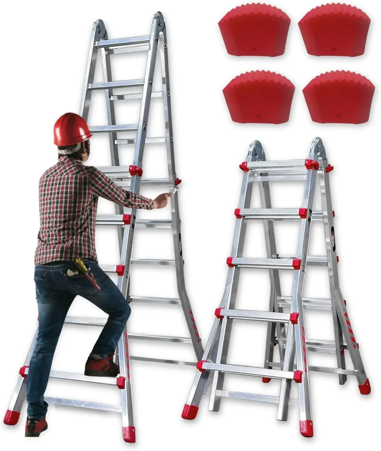 BTF Premium Escalera Telescópica hasta 20 Peldaños |   Escaleras Plegables Aluminio |   Escalera Extensible 5 Metros y 150kg |   Multi