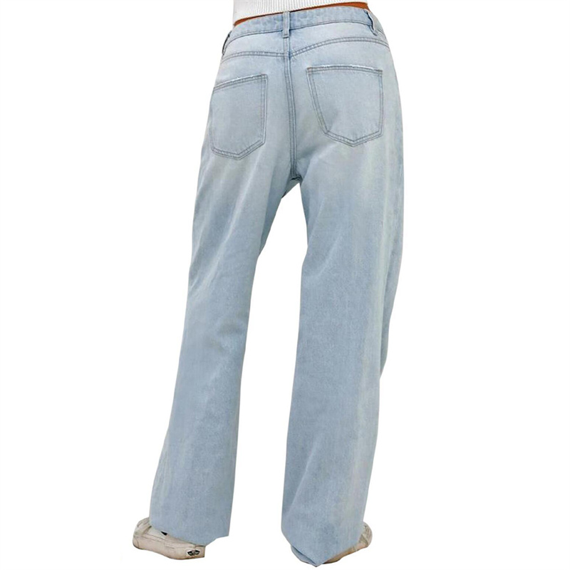 Calça jeans larga, cintura alta, feminina, jeans solto reto, confortável calça de rua, casual, quatro estações, feminina, 2023