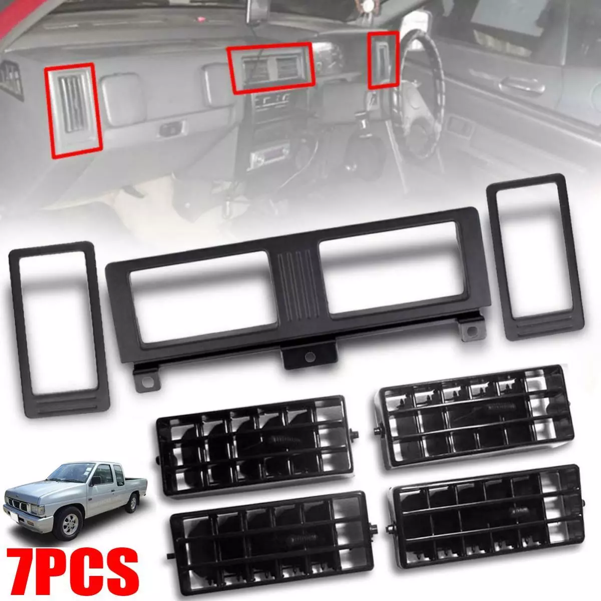 Набор вентиляционных решеток для приборной панели автомобиля, обогреватель кондиционера для Nissan Navara D21, пикап Hardbody 1986-1997, розетка переменного тока