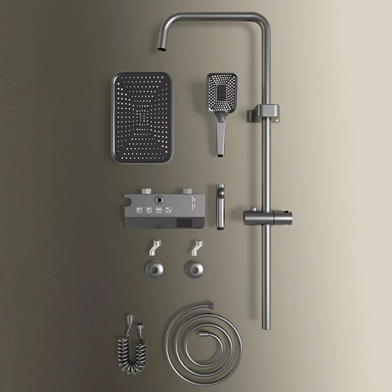 Sistema de ducha con llave de Piano, juego de ducha de baño, pistola de ceniza, bañera, grifo de ducha fría y caliente, juego de ducha con grifo de cobre digital LED