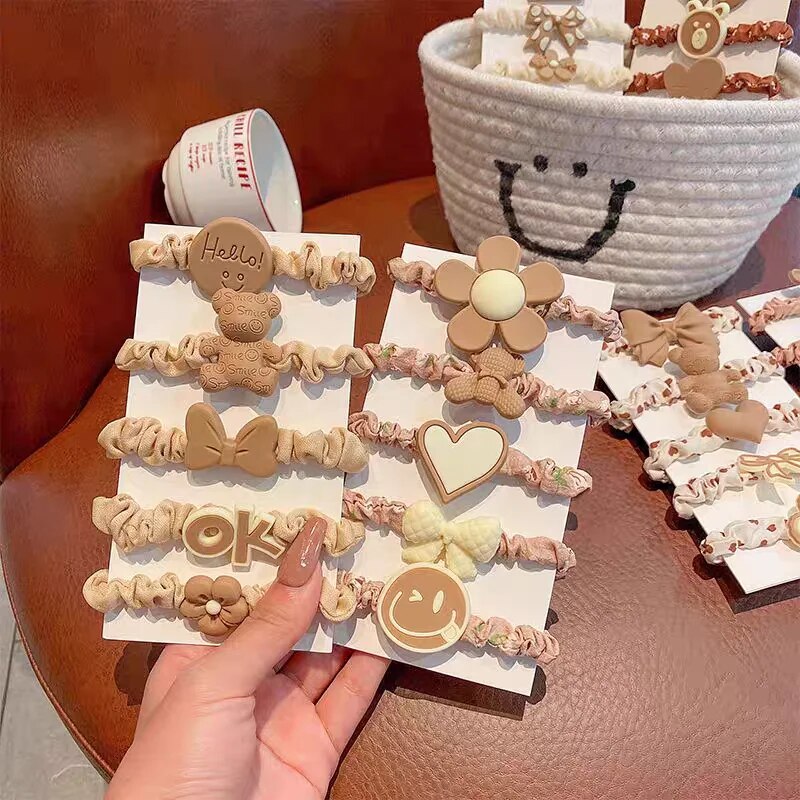 10 PCS Women's Hair Ring Set Hair Accessories High Elasticity Leather Band Simple Temperament High Ponytail Durability New Style