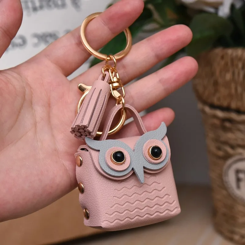 1 PC carino portachiavi gufo portamonete mini borsa da scuola portachiavi per auto ciondolo portafoglio da donna portamonete in pelle PU portamonete portachiavi