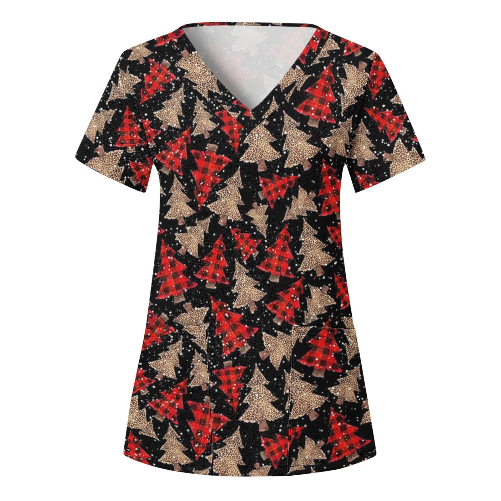 Uniforme sanitario con estampado navideño para mujer, uniforme quirúrgico de manga corta con cuello en V, uniformes médicos de alta calidad
