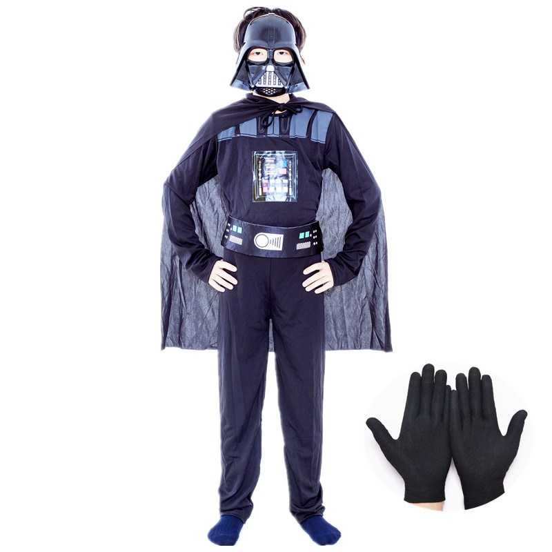Jongens klassieke filmmasker kostuum bedrukte cartoon Darth Vader Cape Armor Onesie Halloween Kids Fantasy Cosplay kostuum