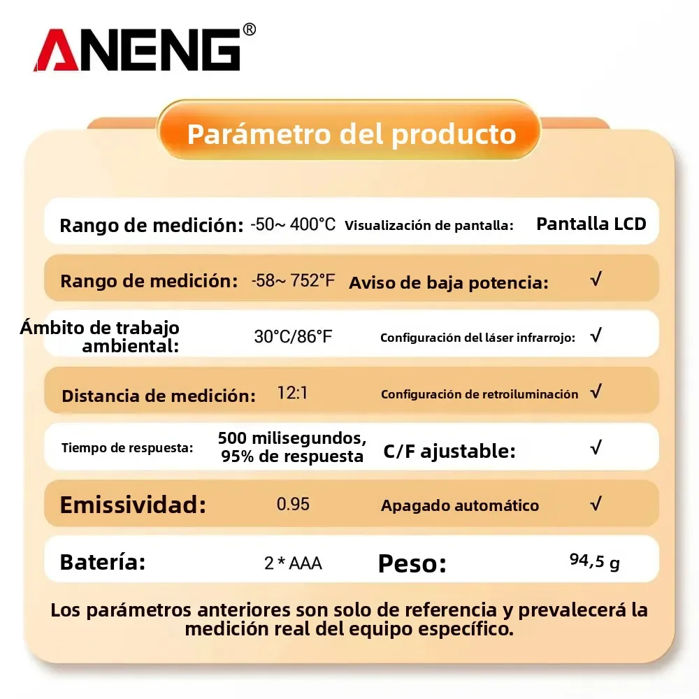 ANENG TH201 Celsius pantalla termómetro infrarrojo Digital higrómetro de pistola de medición de temperatura sin contacto altamente sensible