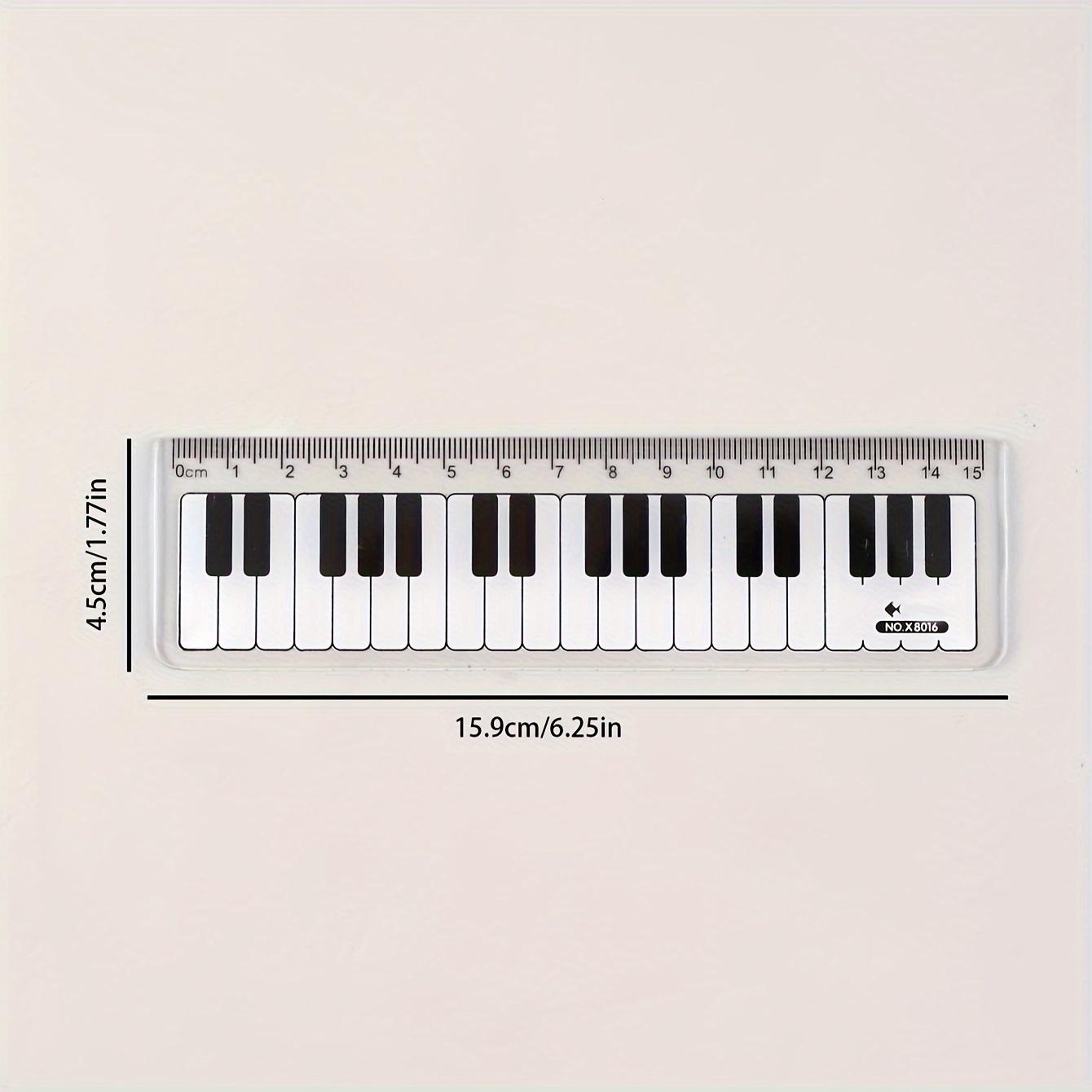 1pc 피아노 눈금자 학교 학생을위한 5.91 인치 눈금자 음표를위한 피아노 눈금자 Kawaii 편지지 학교로 돌아 가기