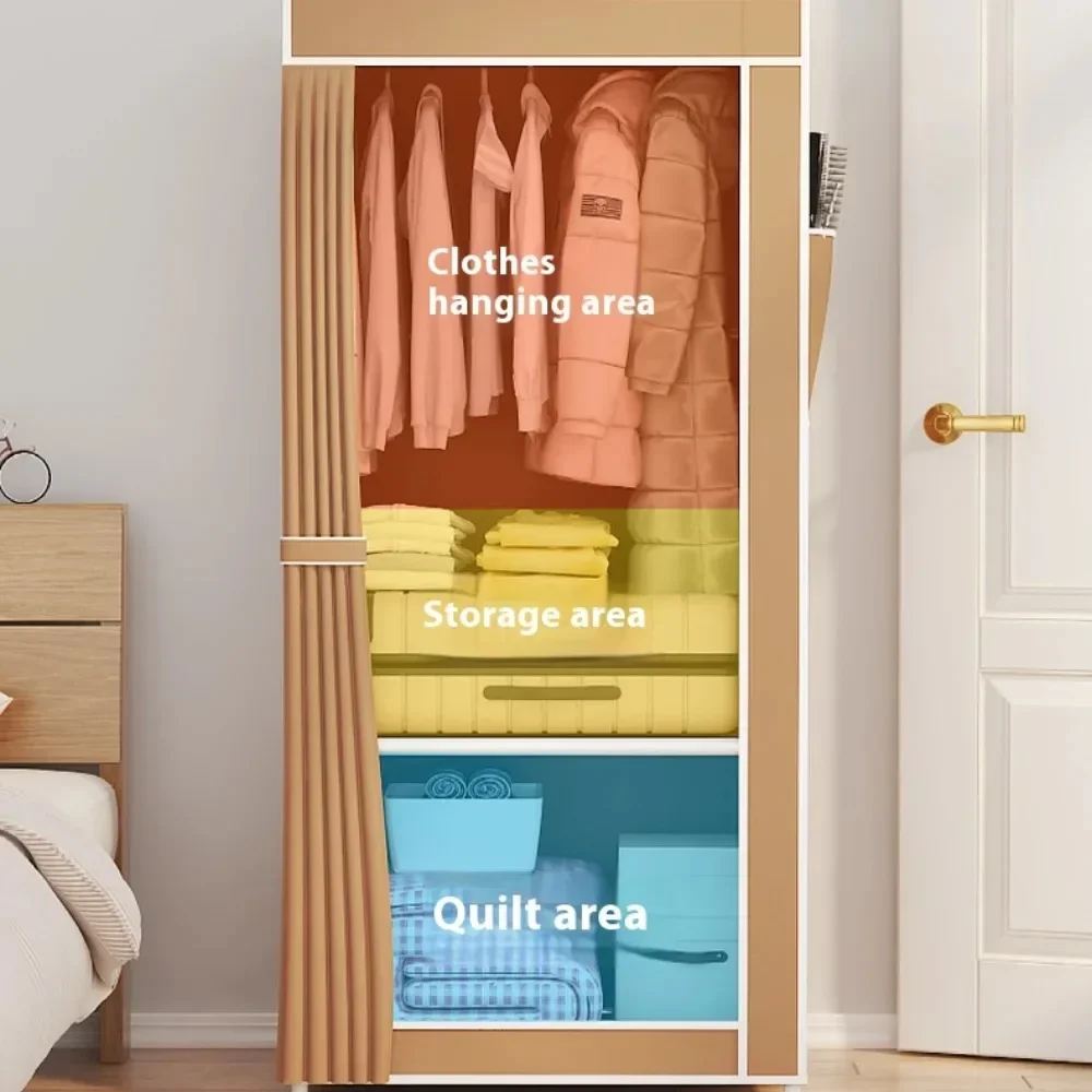 Minimalist ชั้นติดตั้งตู้เสื้อผ้า Home Multi-Layer ป้องกันฝุ่นตู้เสื้อผ้าครัวเรือนประกอบง่ายห้องนอนเรียบง่ายเสื้อผ้าตู้
