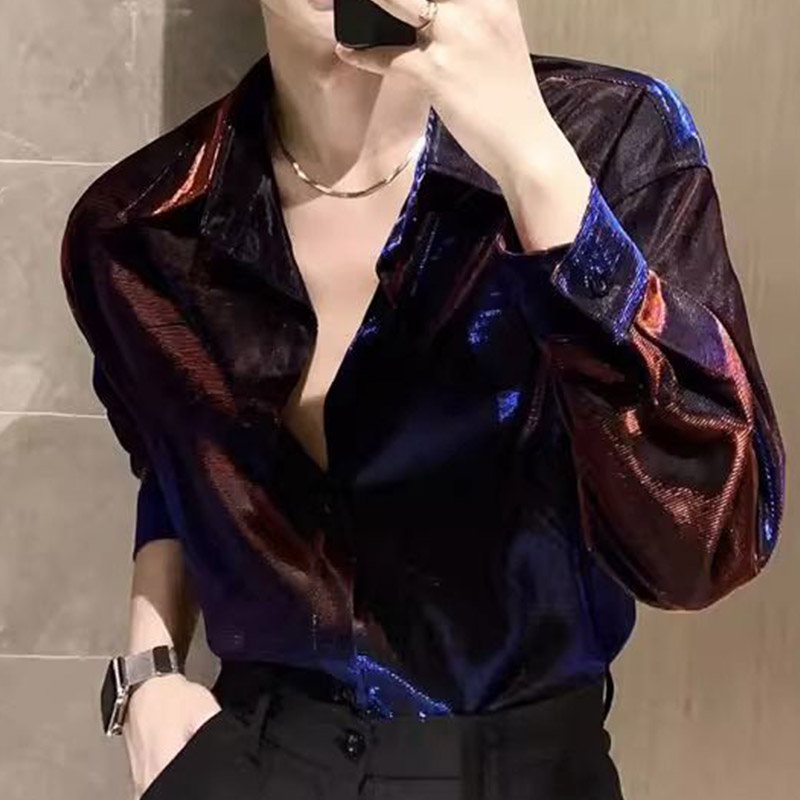 2023 herbst KPOP Mode Stil Harajuku Slim Fit Ropa Hombre Lose Beiläufige Alle Spiel Hemd Square Neck Taste Langarm Blusa
