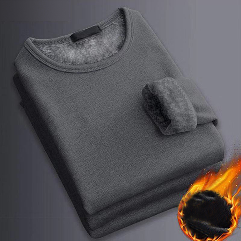 Ammug 2024 新しい暖かい下着男性の秋の摩耗下敷き冬ラウンドネック長袖ぬいぐるみ肥厚メンズ Tシャツトップ