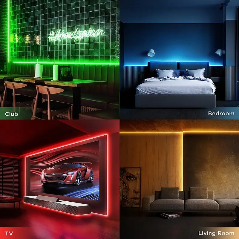 RGB USB LED strip light, 24-key remote control, 60 LED/m RGB tape SMD2835 flexible TV LED backlight, suitable for bedroom, party