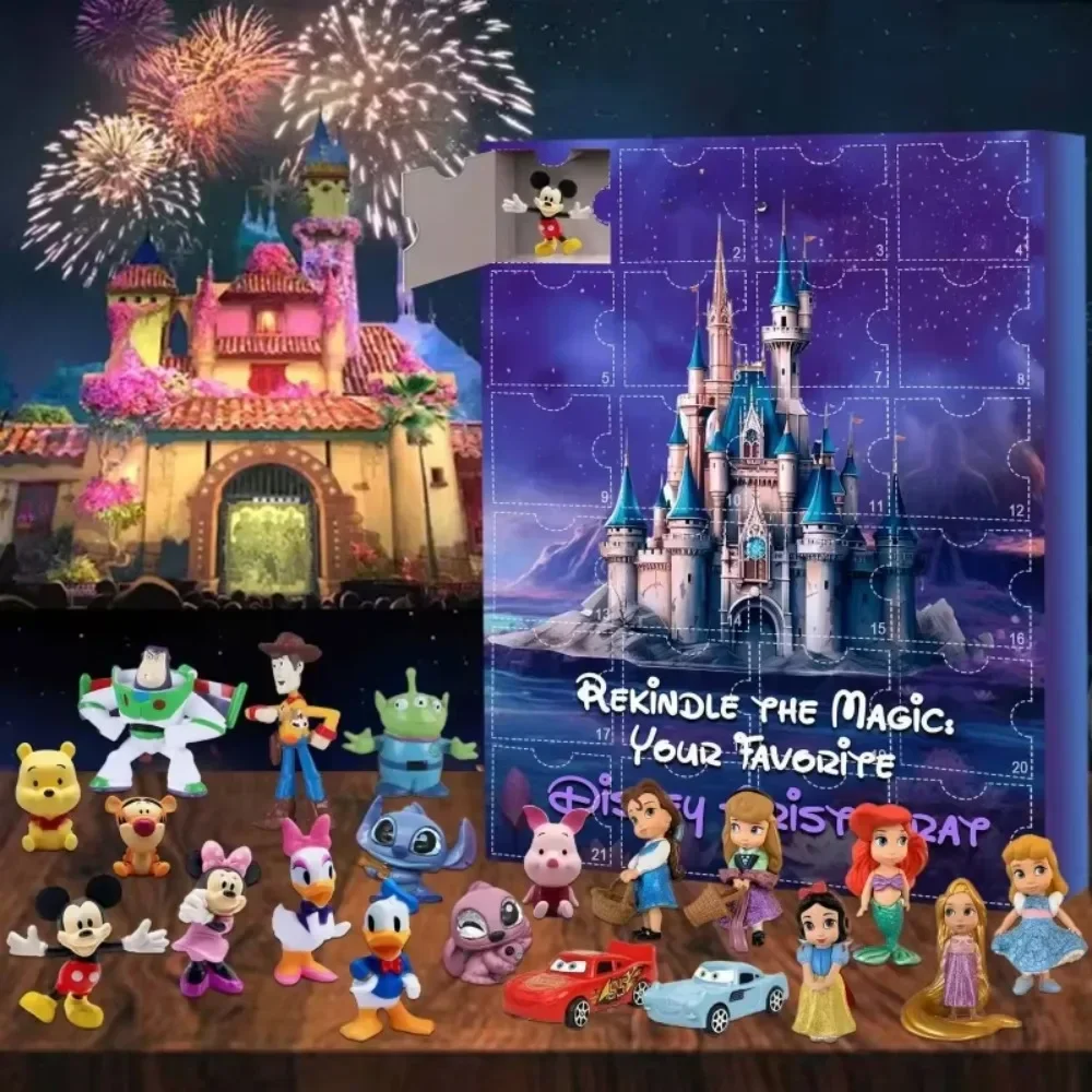 MINISO Advent Calendar Stitch Cartoon Doll Christmas Atmosphere Decorative Gifts New Year 24 Days Countdown Surprise Blind Box