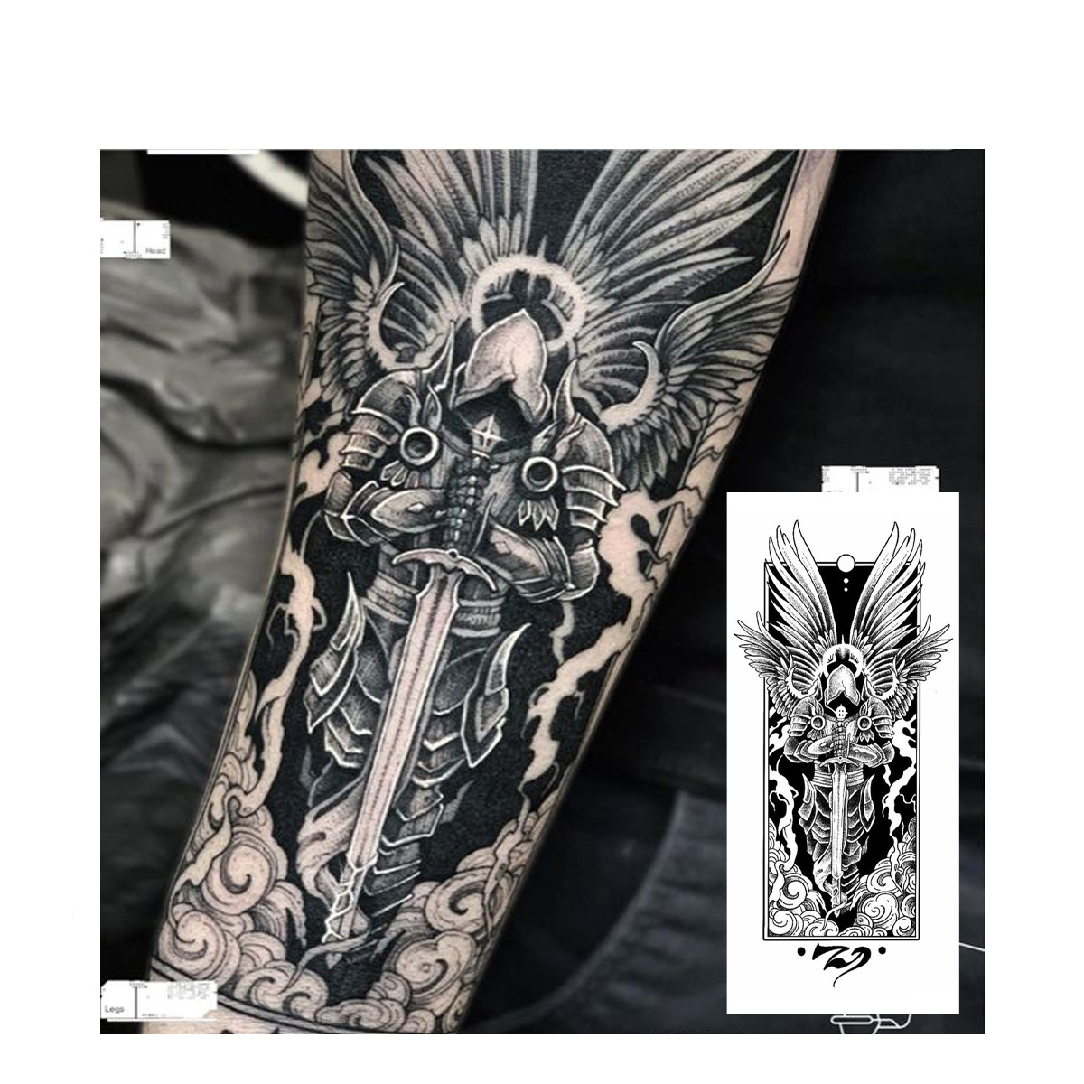 El ángel viene el tatuaje temporal, dura hasta 15 días, nueva tecnología, pegatina semipermanente mágica impermeable.