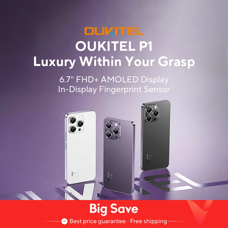 OUKITEL P1 Smartphone versión Global 6,7 ''120Hz pantalla AMOLED 8GB 256GB MTK Helio G99 50MP cámara principal 5150mAh NFC teléfono móvil