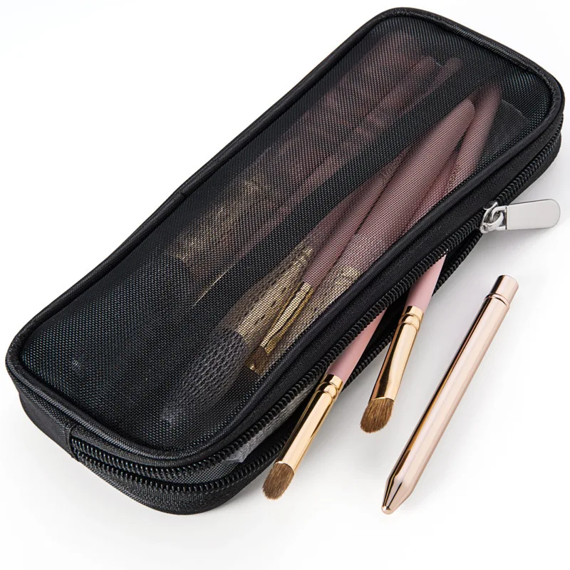 1 Uds. Bolsa de maquillaje para mujer, bolsa de cosméticos para mujer, bolsa de maquillaje transparente con cremallera, soporte para brochas de maquillaje de viaje para mujer, bolsa organizadora de aseo
